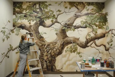 como pintar un arbol en la pared